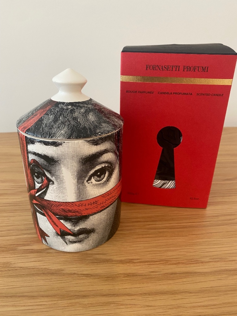 Fornasetti Profumi Face Motif Scented Candle w/ Lid & Box Ceramic Vessel